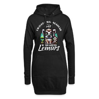 Fille Aime Les Lémuriens - Sweat-shirt à capuche long Femme - noir - Devant
