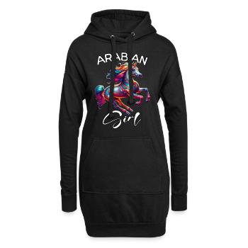 Cadeau de cheval arabe - Sweat-shirt à capuche long Femme - noir - Devant