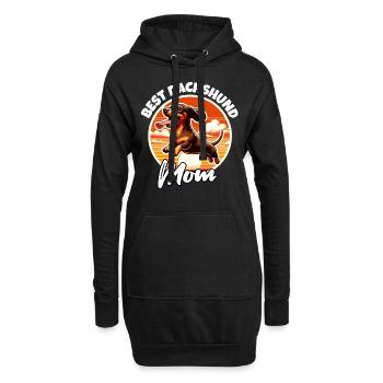 Maman teckel - Sweat-shirt à capuche long Femme - noir - Devant