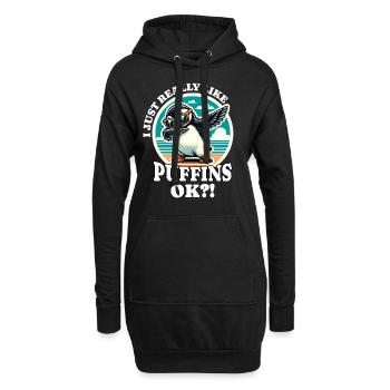 J’adore le dicton Puffin - Sweat-shirt à capuche long Femme - noir - Devant