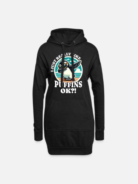 Ich Liebe Papageientaucher Spruch - Hoodie-Kleid - Schwarz
