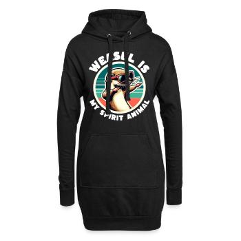 Drôles de dictons de belette - Sweat-shirt à capuche long Femme - noir - Devant