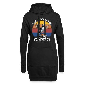 Papageientaucher EKG Papageientaucher Herzlinie - Hoodie-Kleid - Schwarz - Vorne