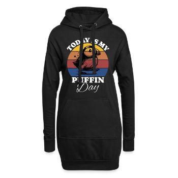 Papageientaucher - Hoodie-Kleid - Schwarz - Vorne