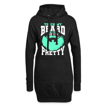 Citation de barbe, Touche ma barbe et dis-moi que je suis jolie - Sweat-shirt à capuche long Femme - noir - Devant
