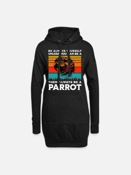 Papageie Spruch - Hoodie-Kleid - Schwarz