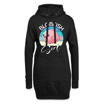 Blobfish Girl Blobfisch - Hoodie-Kleid - Schwarz - Vorne