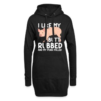 BBQ J’aime bien me frotter les fesses et mon porc effiloché griller - Sweat-shirt à capuche long Femme - noir - Devant