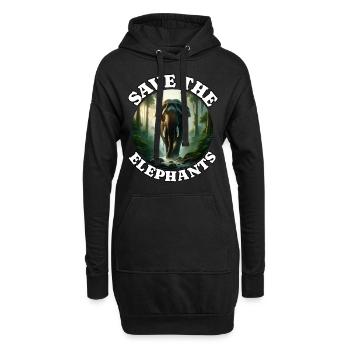 Sumatra Elefant - Hoodie-Kleid - Schwarz - Vorne