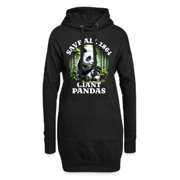Panda Save Pandabär - Hoodie-Kleid - Schwarz - Vorne