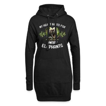 Zwergelefant Herzlinie - Hoodie-Kleid - Schwarz - Vorne