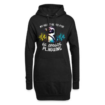 Galapagos Pinguin Herzlinie - Hoodie-Kleid - Schwarz - Vorne