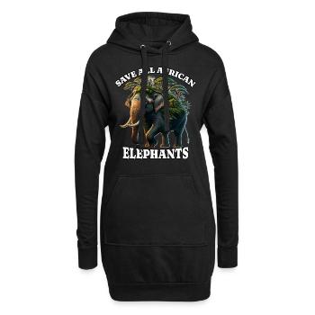 afriAfrikanischer Elefant - Hoodie-Kleid - Schwarz - Vorne