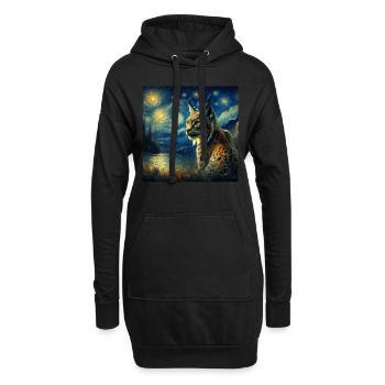 Lynx ibérique Nuit étoilée - Sweat-shirt à capuche long Femme - noir - Devant