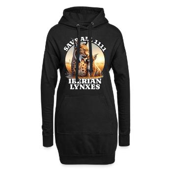 Lynx ibérique de la Sava - Sweat-shirt à capuche long Femme - noir - Devant