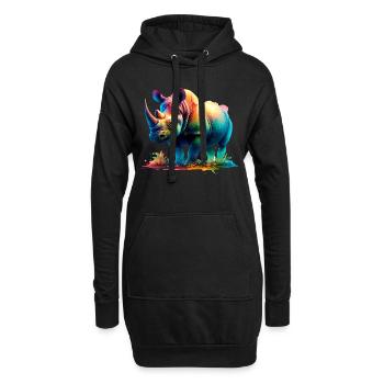 Rhino Nashorn - Hoodie-Kleid - Schwarz - Vorne