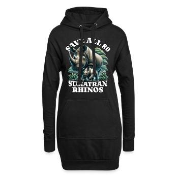 Save Rhino Nashorn - Hoodie-Kleid - Schwarz - Vorne