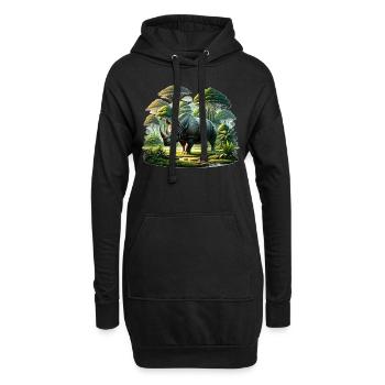 Rhino Nashorn - Hoodie-Kleid - Schwarz - Vorne