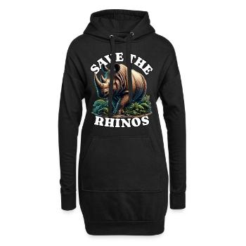 Rhino Nashorn - Hoodie-Kleid - Schwarz - Vorne