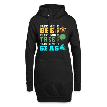 Save More Bees Plant More Trees Clean The Seas - Hoodie-Kleid - Schwarz - Vorne
