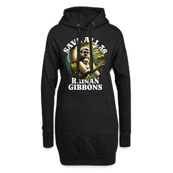Gibbon Sauvez le gibbon à crête - Sweat-shirt à capuche long Femme - noir - Devant
