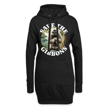 Gibon à crête - Sweat-shirt à capuche long Femme - noir - Devant