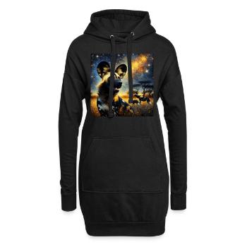 Chien sauvage africain Nuit étoilée - Sweat-shirt à capuche long Femme - noir - Devant