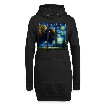 Bison des prairies Bison Nuit étoilée - Sweat-shirt à capuche long Femme - noir - Devant