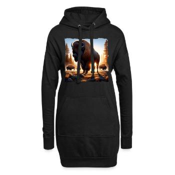 Bison Bison des prairies - Sweat-shirt à capuche long Femme - noir - Devant