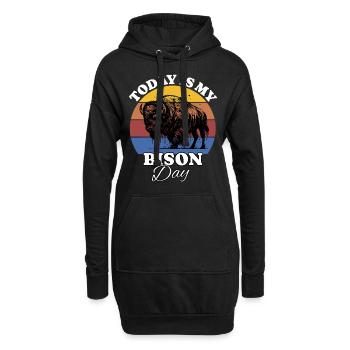 Bison de bison - Sweat-shirt à capuche long Femme - noir - Devant
