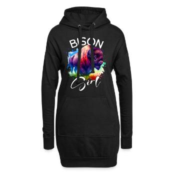 Bison Fille Buffle - Sweat-shirt à capuche long Femme - noir - Devant