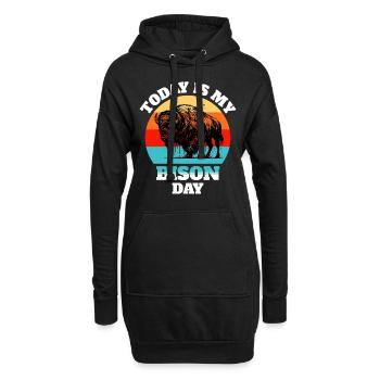Bison de bison - Sweat-shirt à capuche long Femme - noir - Devant