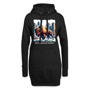 Drôle de dicton de bison - Sweat-shirt à capuche long Femme - noir - Devant