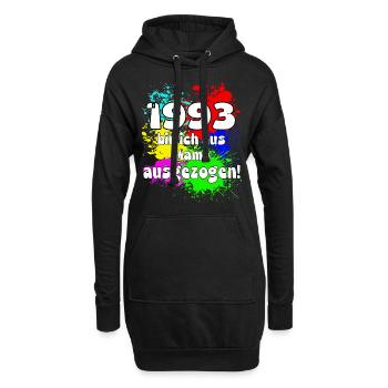 1993 bin ich aus meiner Mama ausgeszogen - Hoodie-Kleid - Schwarz - Vorne