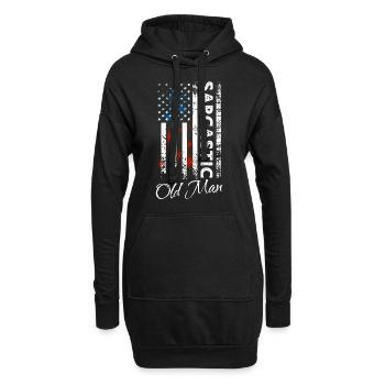 Vieil homme sarcastique - Sweat-shirt à capuche long Femme - noir - Devant