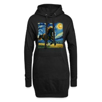 Irish Draft Horse Starry Night - Hoodie Dress - black - Front