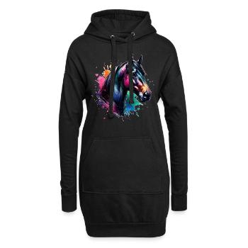Irisches Zugpferd Motiv Pferd - Hoodie-Kleid - Schwarz - Vorne