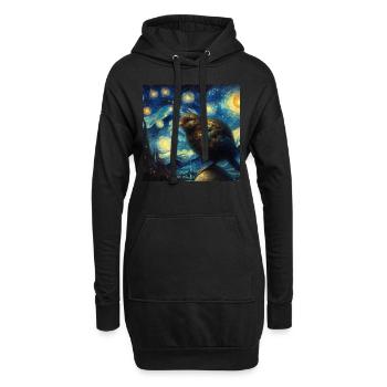 Kiwi oiseau nuit étoilée - Sweat-shirt à capuche long Femme - noir - Devant