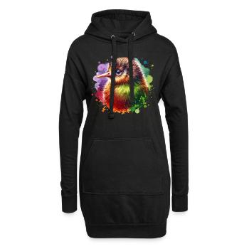 Kiwi Vogel - Hoodie-Kleid - Schwarz - Vorne