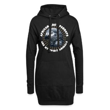 Drôle de dictons de perroquet gris - Sweat-shirt à capuche long Femme - noir - Devant
