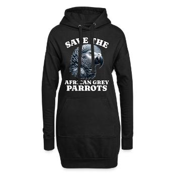 Graupapagei Save Grey Parrot - Hoodie-Kleid - Schwarz - Vorne