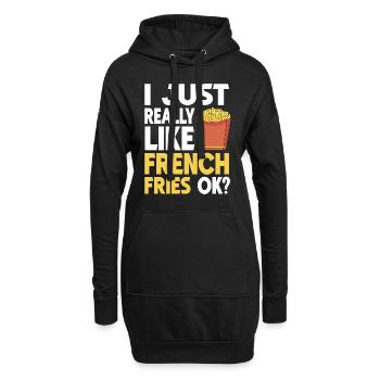 French Fries Food Pun Potato - Hoodie-Kleid - Schwarz - Vorne