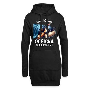 Chemise de nuit doberman drôle - Sweat-shirt à capuche long Femme - noir - Devant