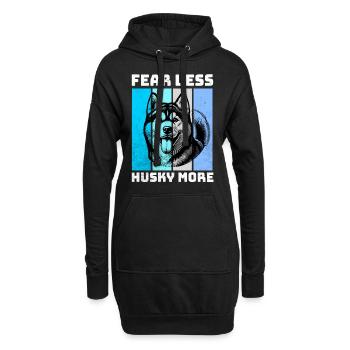 Husky Schlittenhund - Hoodie-Kleid - Schwarz - Vorne
