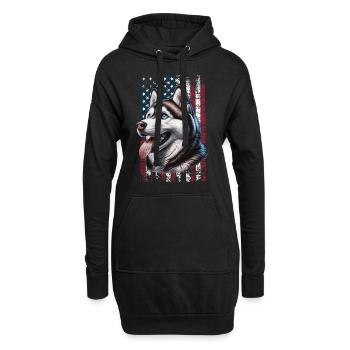 Husky US Chien de traîneau - Sweat-shirt à capuche long Femme - noir - Devant