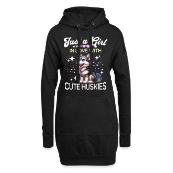 Schlittenhund Mädchen Husky - Hoodie-Kleid - Schwarz - Vorne