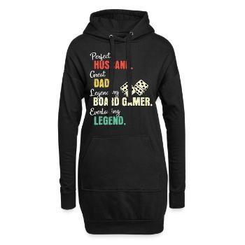 Papa joueur de société - Sweat-shirt à capuche long Femme - noir - Devant