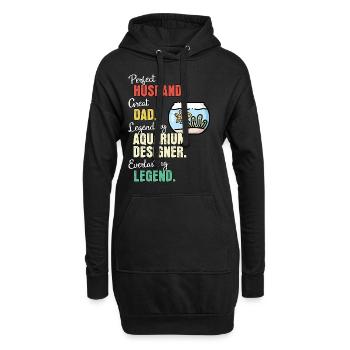 Papa concepteur d’aquarium - Sweat-shirt à capuche long Femme - noir - Devant