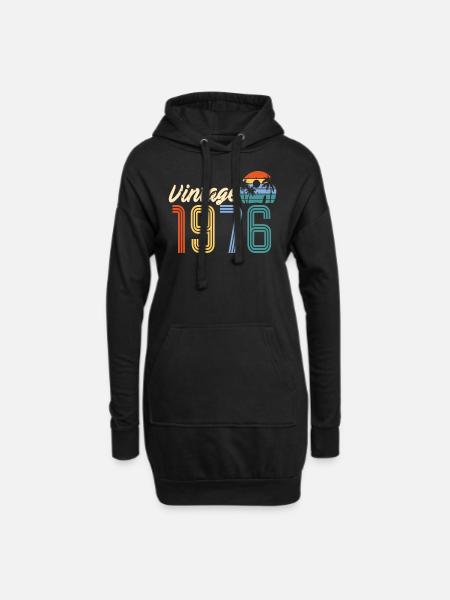 46. Geburtstag Geschenk 1976 Vintage Jahrgang - Hoodie-Kleid - Schwarz