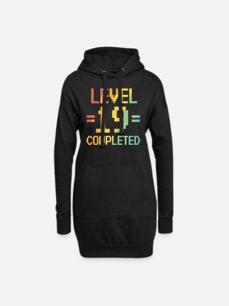 19. Geburtstag Retro Level 19 Jahre Party - Hoodie-Kleid - Schwarz